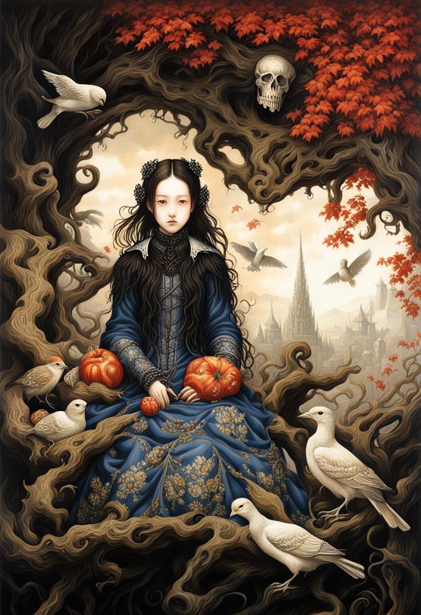 Gothic Characters in Detailed Oil Painting Style