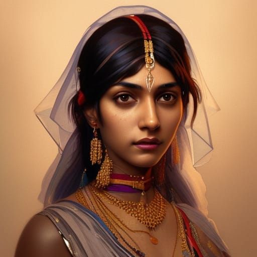 Beautiful Indian Woman Portrait in Dynamic Lighting