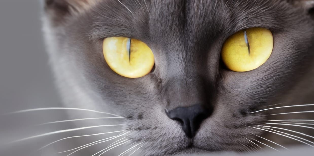 Burmese Cat Portrait with Glowing Yellow Eyes