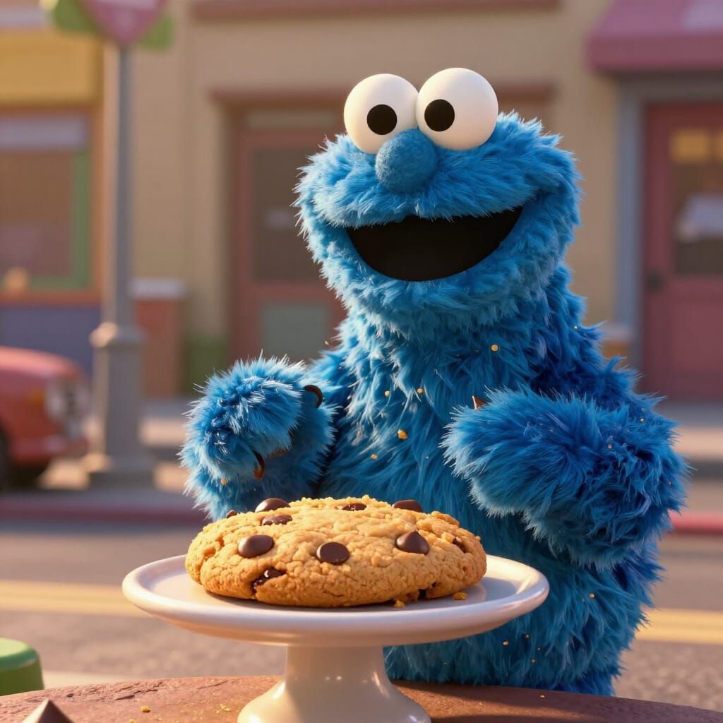 Cookie Monster Longs for Chocolate Chip Cookie