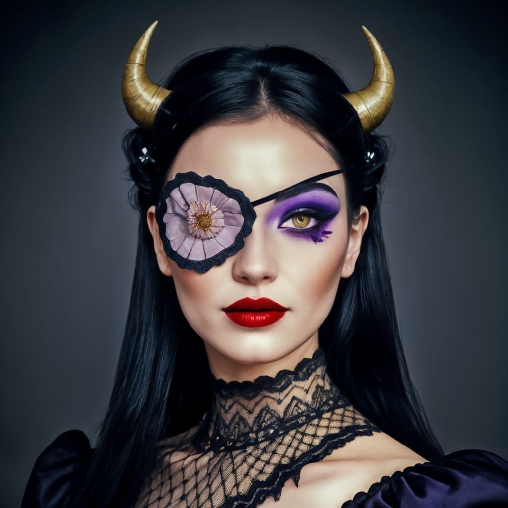 Devil's Daughter Portrait with Eyepatch in 4K