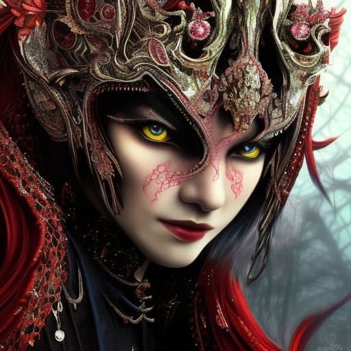 Sinister Ruby Eyes in Dark Fantasy Style