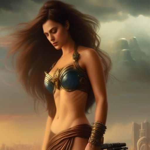 Elegant Woman in Paradise: Hyperrealistic Digital Art