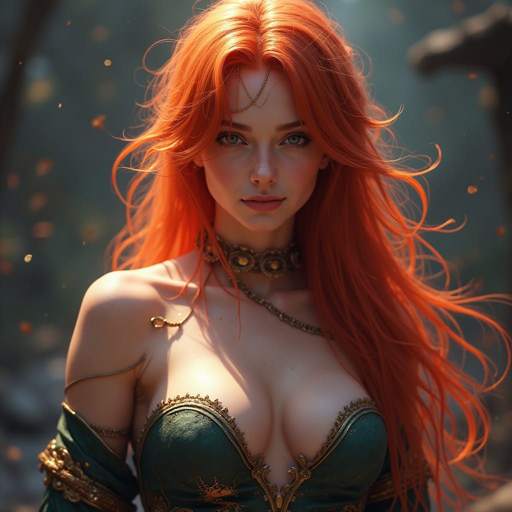 Sensual Redhead Wizard in Triadic Colors