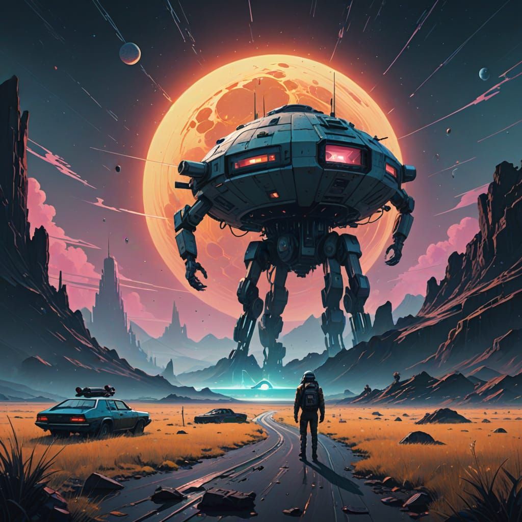 Automaton on Alien Planet with Crystalline Flora