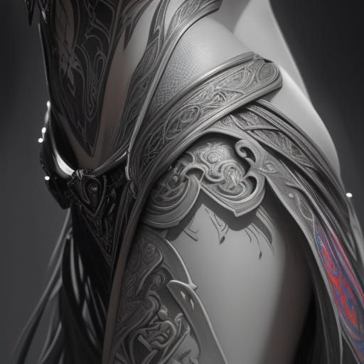 Elf Torso Charcoal Sketch with Vibrant Color Splash