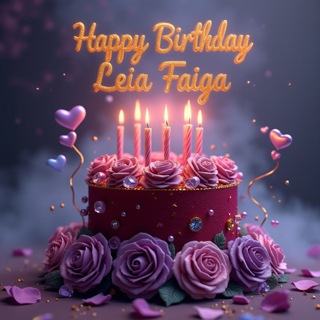 Luxurious 3D Birthday Banner with Velvet Cake