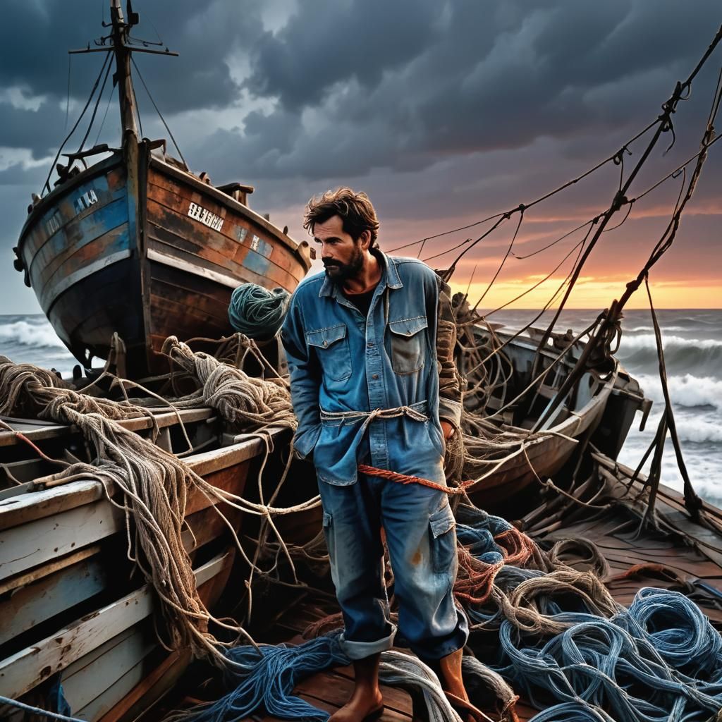 Fisherman at Sunset: Digital Matte Painting