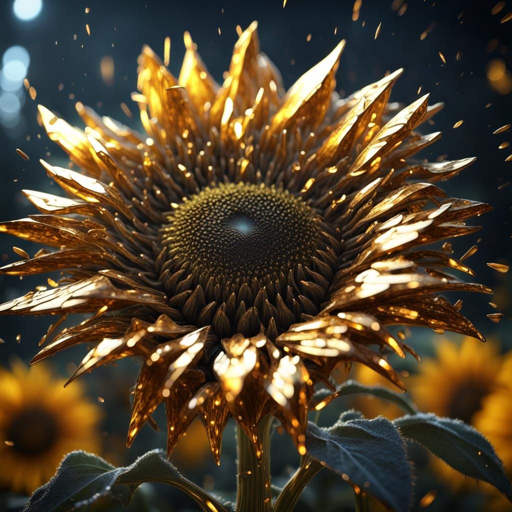 Crystalline Sunflower: Fantasy Concept Art in 8K