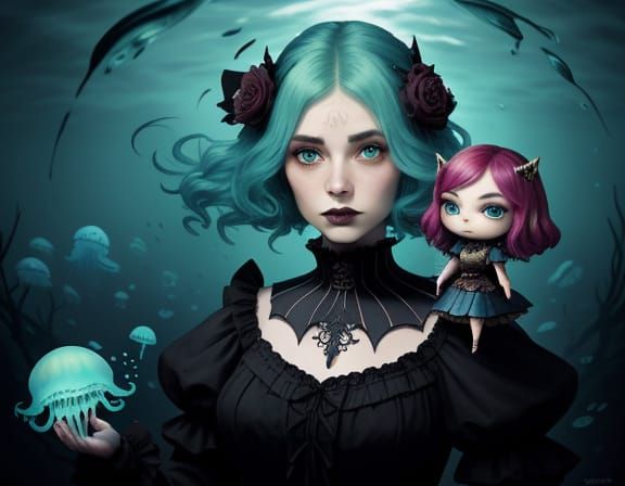 Underwater Kobold Courtier in Gothic Fantasy Style