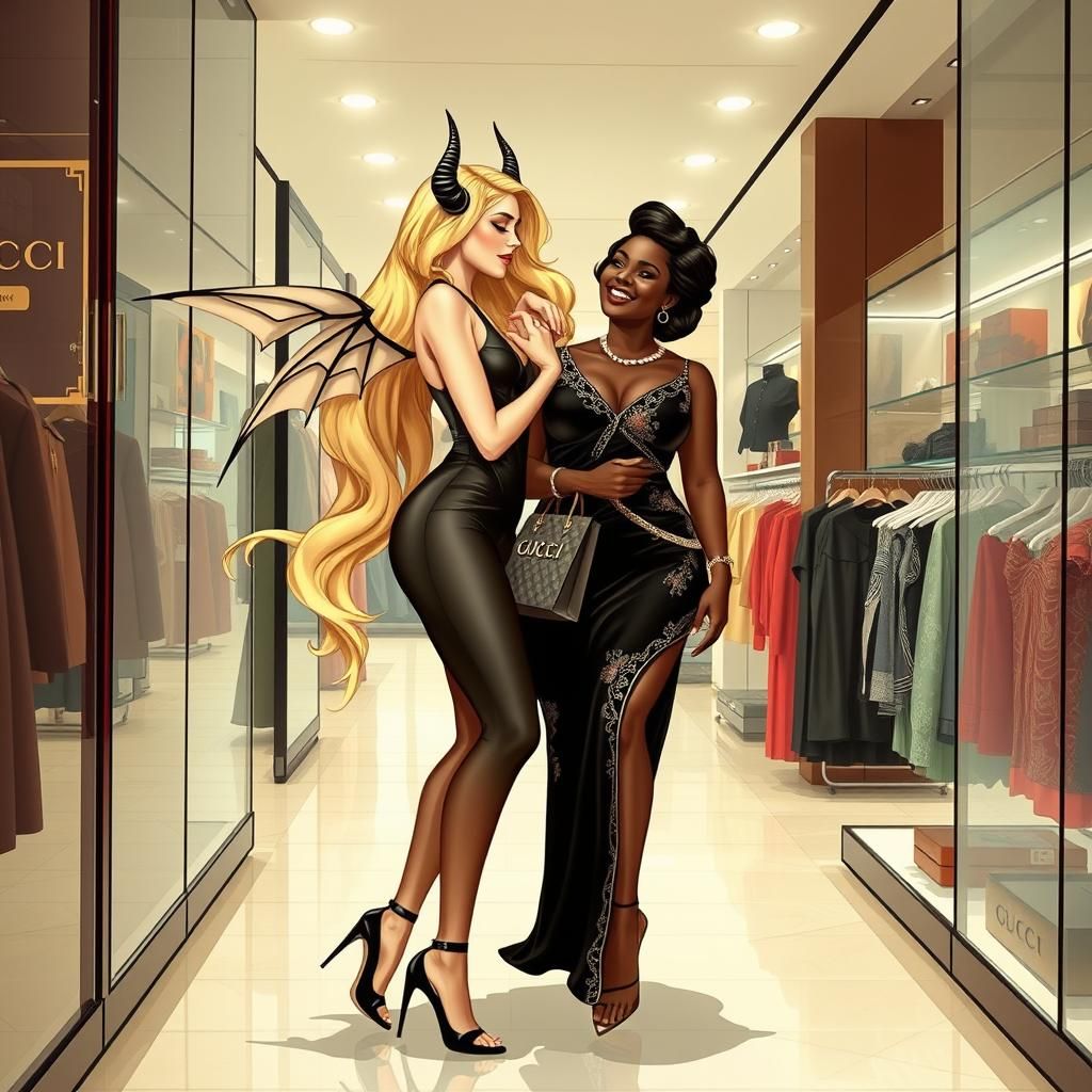 Stunning blonde temptress. Long flowing hair Gucci outfit ,G...