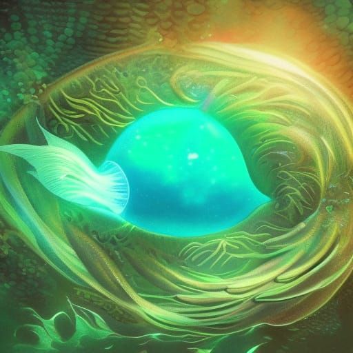 Bioluminescent Mermaid in a Glowing Underwater World