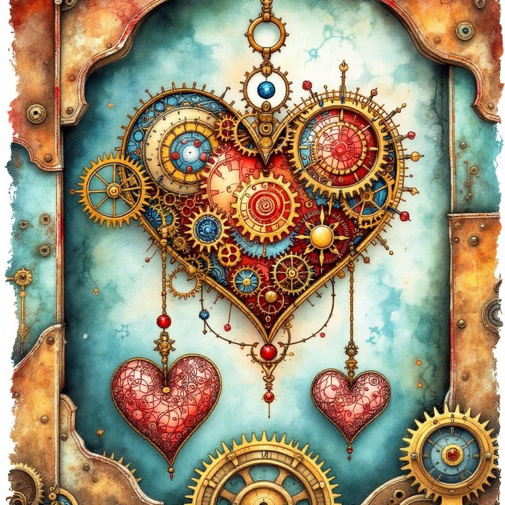 Steampunk Whimsy with Intricate Zentangle Hearts