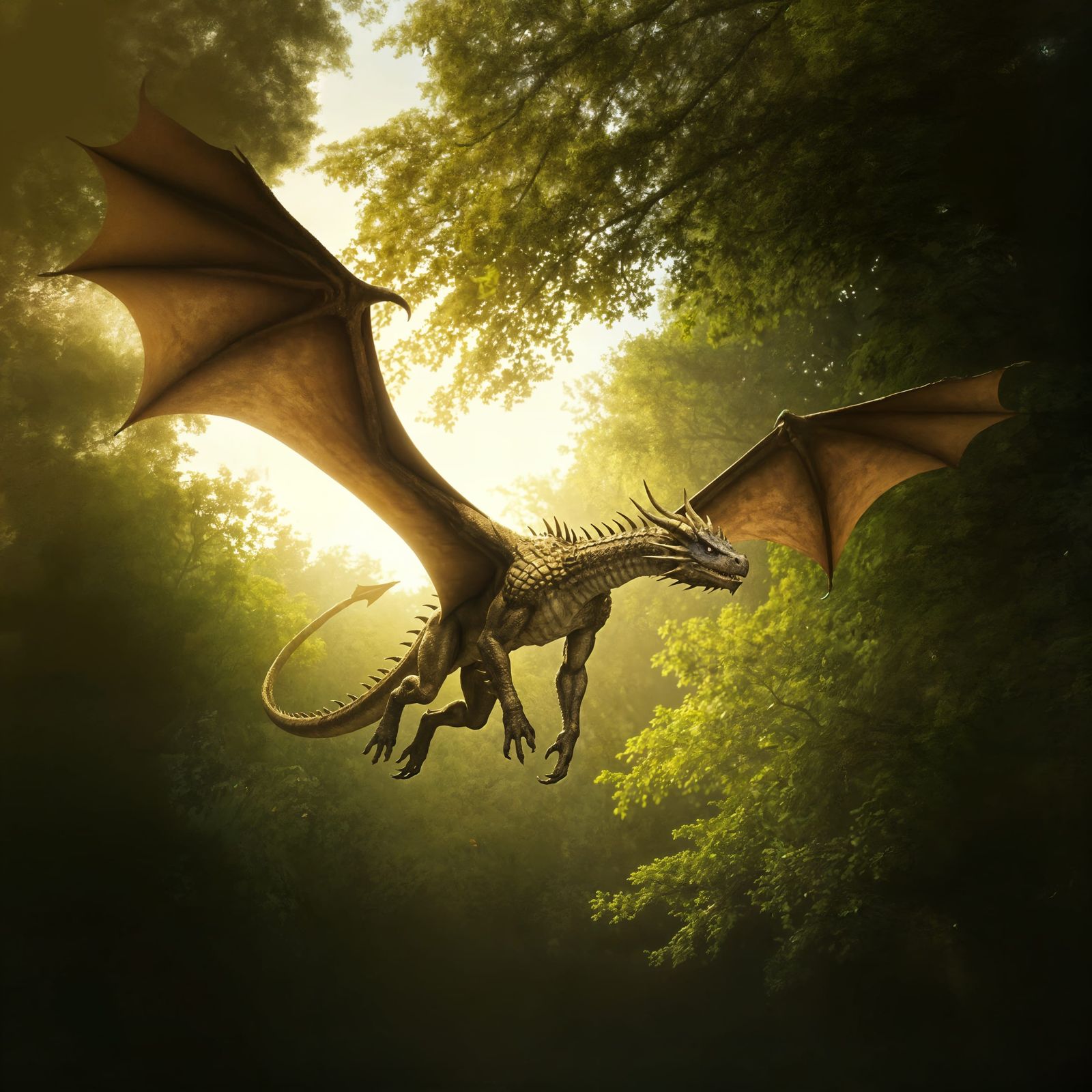 Golden Dragon Soaring Through Ancient Temple