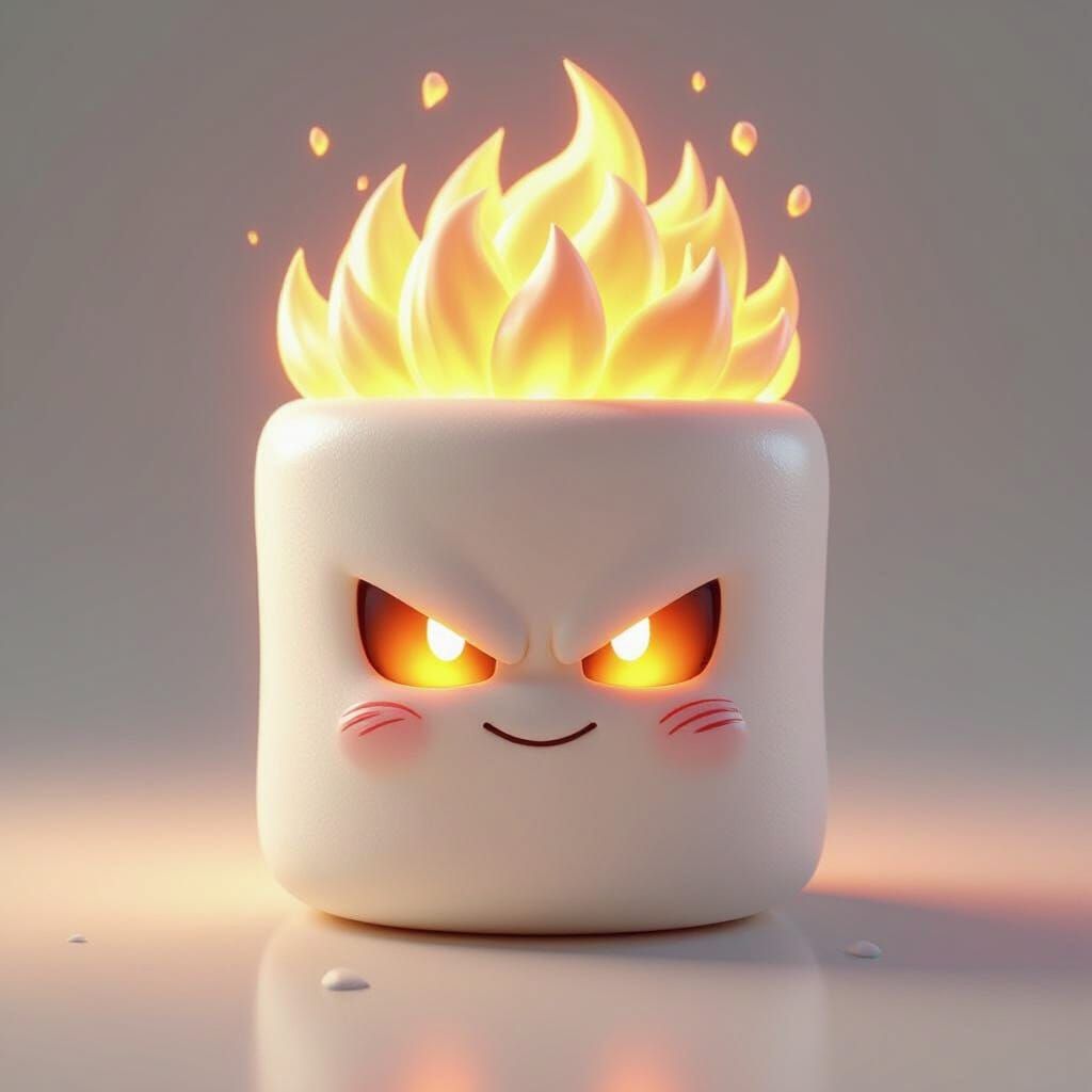 Super Saiyan Marshmallow in Fiery Anime Style