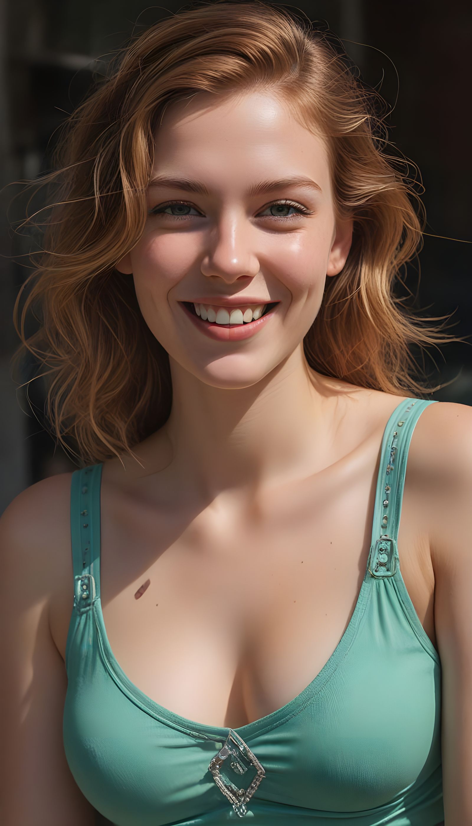 Vibrant Hyper-Realistic Portrait of a Young Girl in a Sunlit...