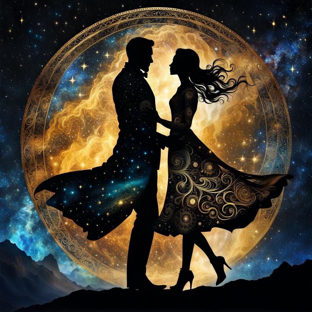 Silhouette Tango in Surreal Pen and Ink Style