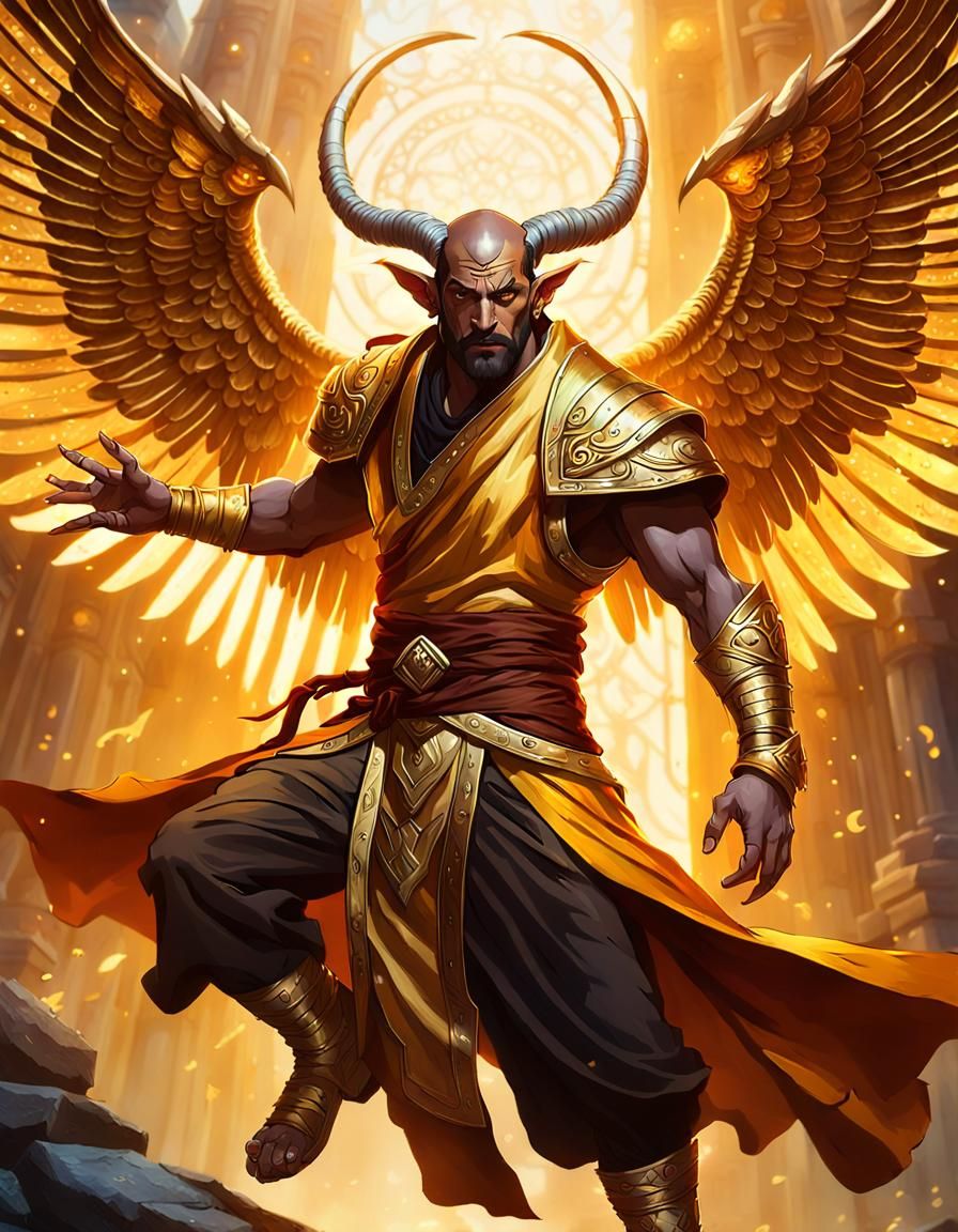 DnD 5e Teifling Monk of the Sun