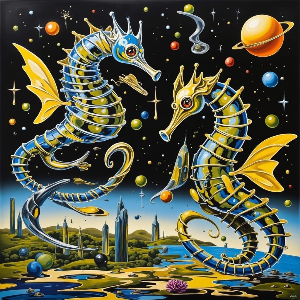 Seahorses Constructing a Planet in Space