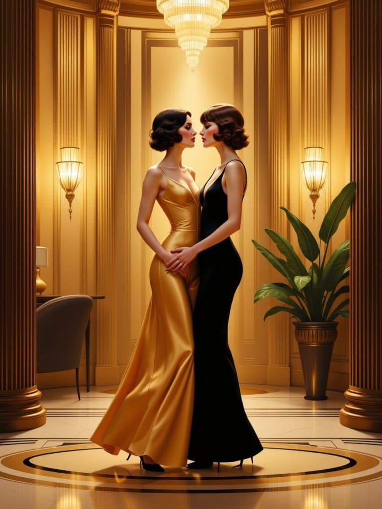 Elegant Ballroom Romance in Art Deco Splendor