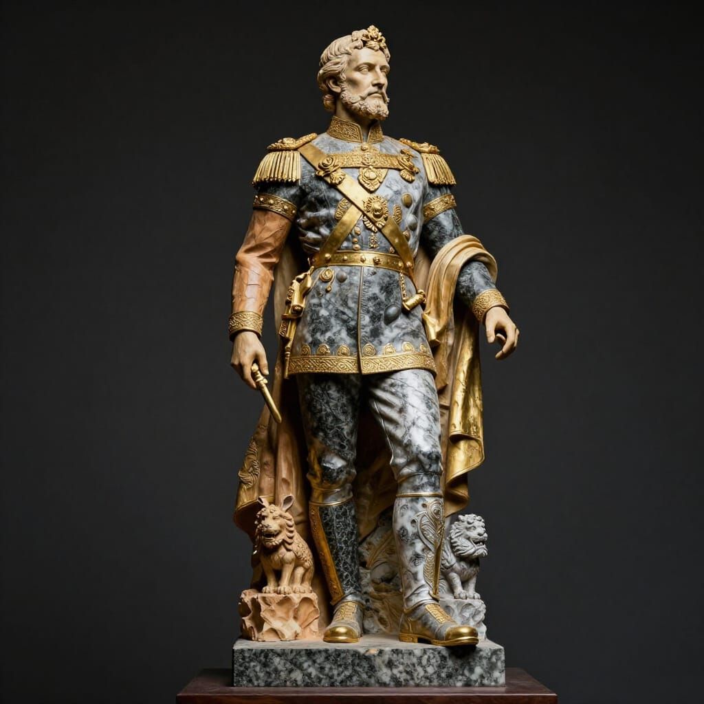 Majestic Russian Emperor Statue in Mixed Materials