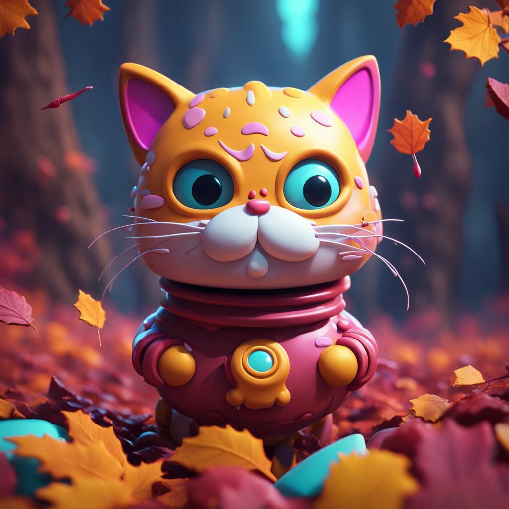 Fall Guys Cat Character in Detailed Matte Painting