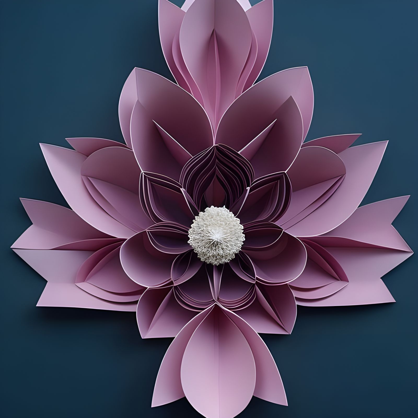 Symmetrical Paper Flower Sculpture in Pink and White
