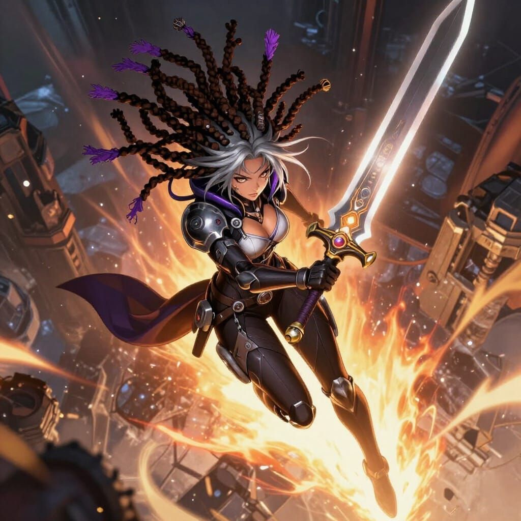 Cyberpunk Jamaican Soldier in Battle Stance