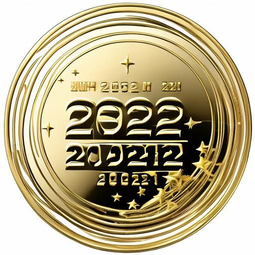2024 in Gold on Transparent Background