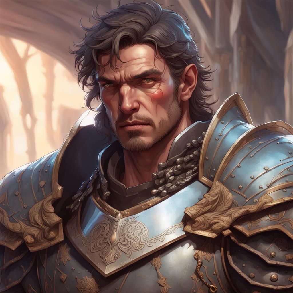 Disgusted Warrior in Chainmail: Detailed Fantasy Portrait