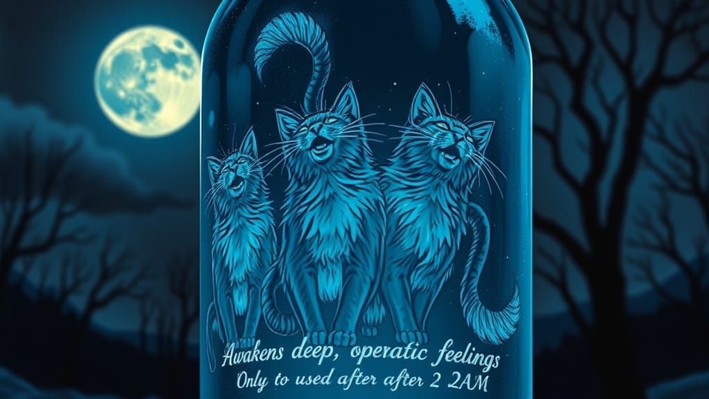 Midnight Blue Bottle Elegy Under Full Moon