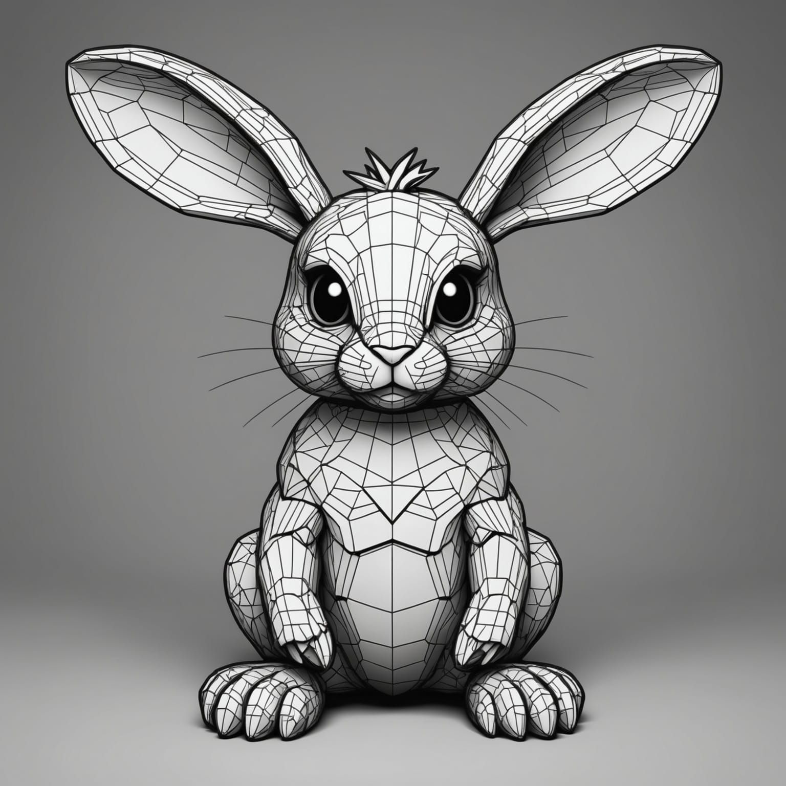 Glitchy Bunny Line Art