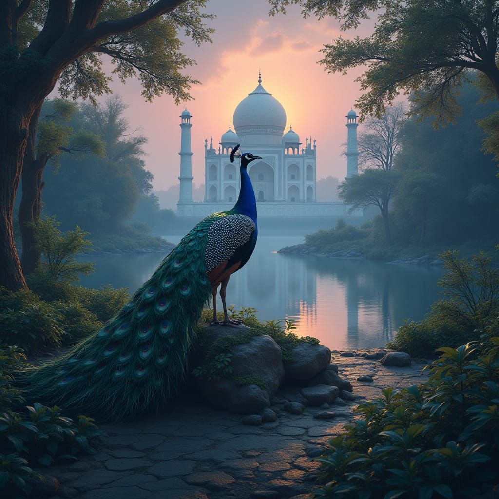 Ethereal Peacock Amidst India's Jungle Twilight