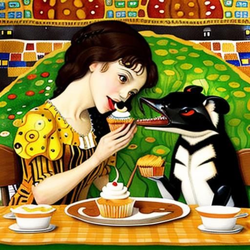 Anteaters Eating Cupcakes: Whimsical Watercolour Illustratio...