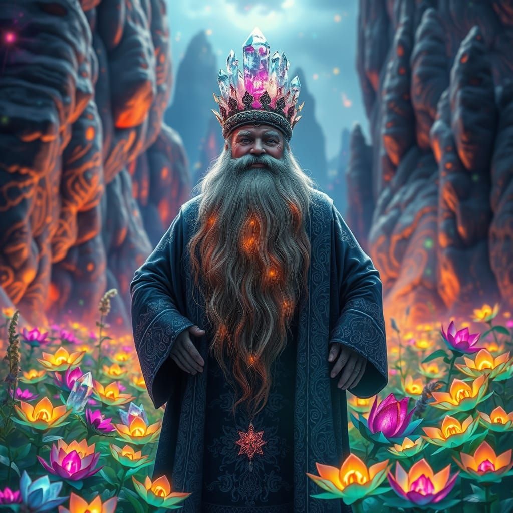 Bioluminescent Man in a Psychedelic Landscape