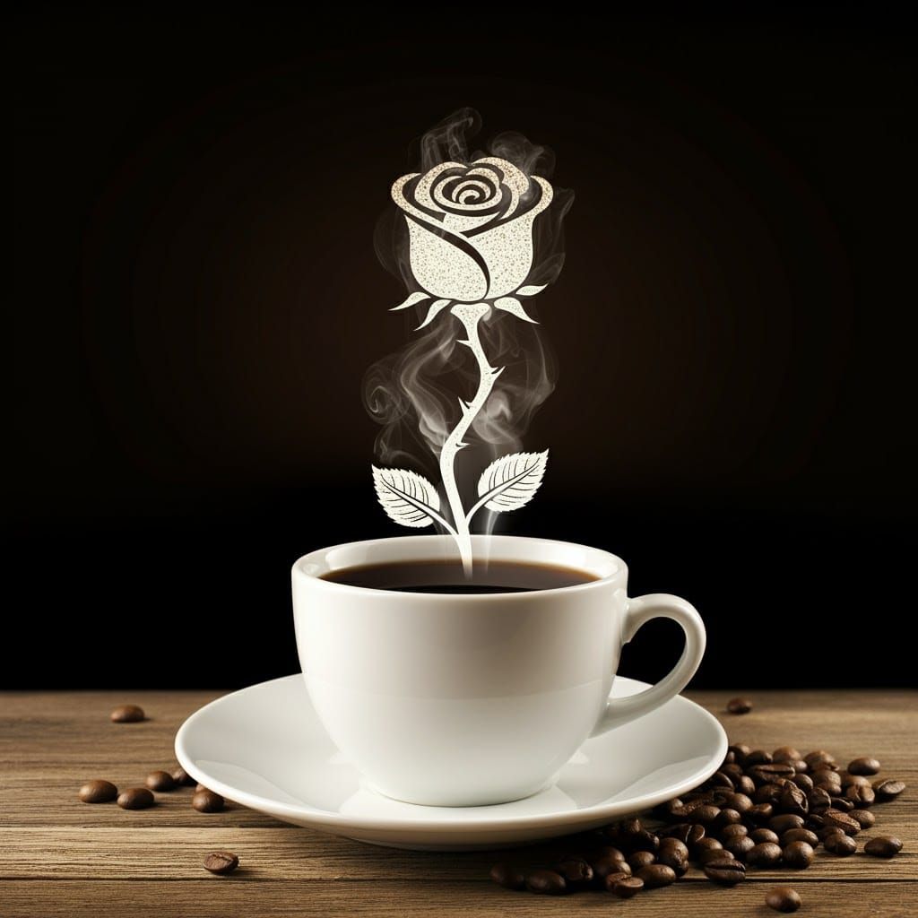 Coffee Cup with Rose Shaped Steam