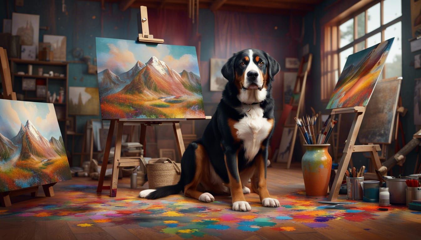 Dog Painter Creates Paw Print Masterpiece