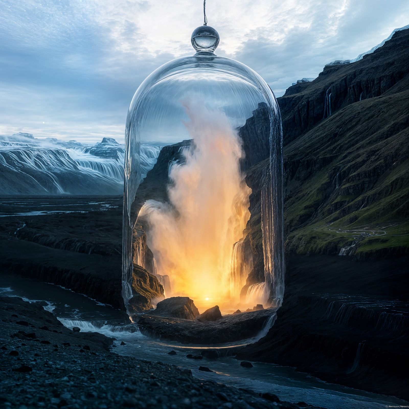 Ethereal Glass World: Icelandic Landscapes in Surreal Harmon...