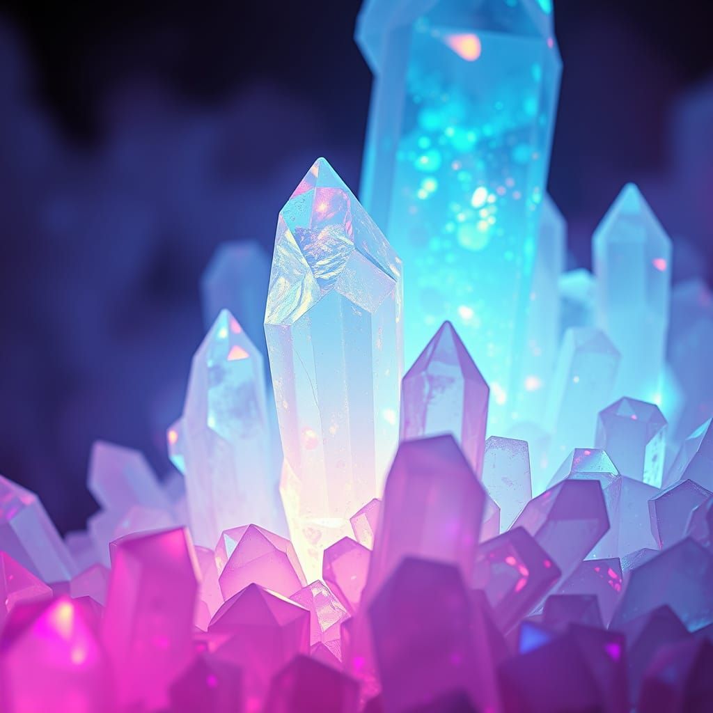 Bioluminescent Crystals in Neon-Lit Style