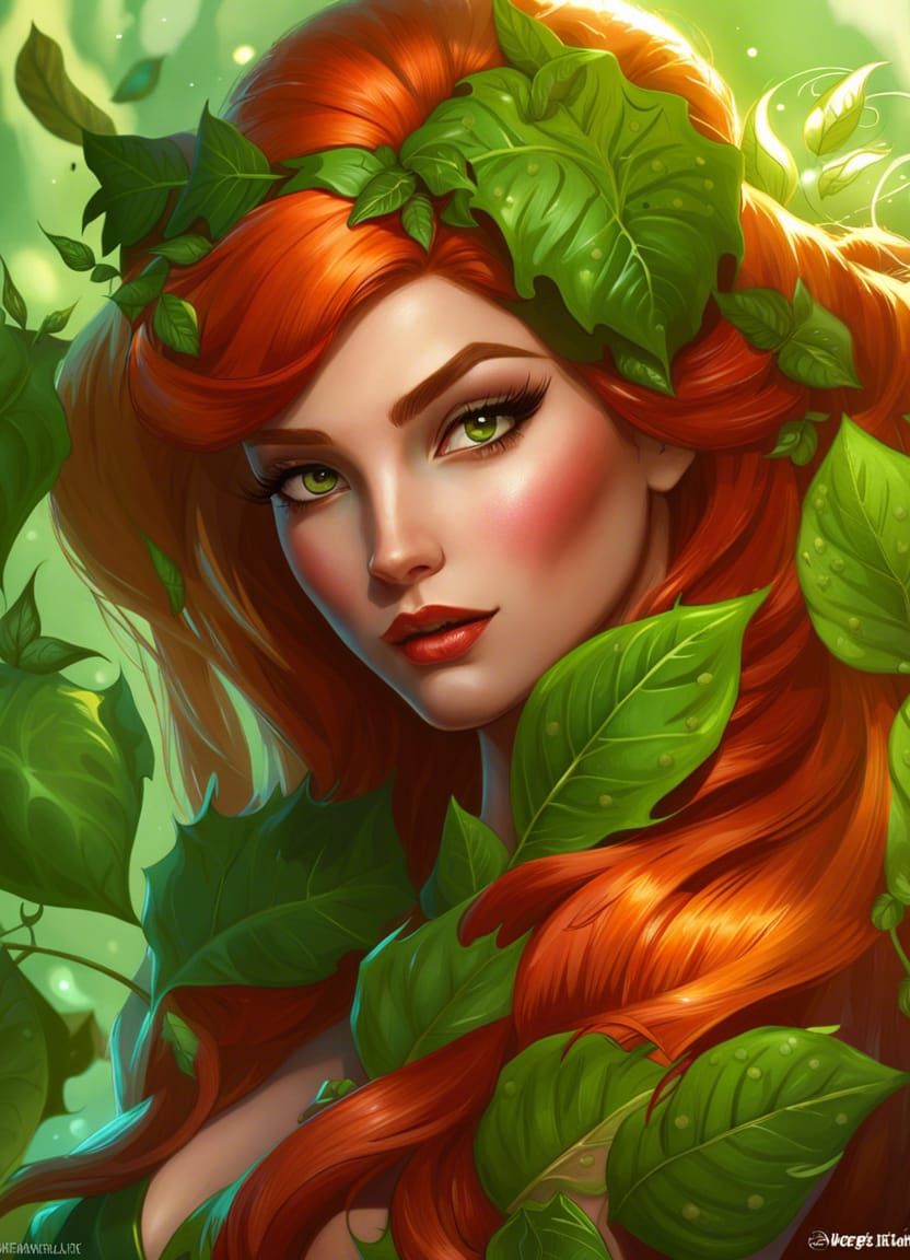 Poison Ivy as Summer Eladrin Elf: Detailed Fantasy Art