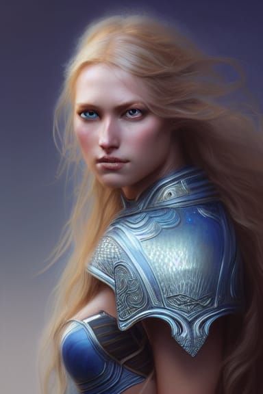 Warrior girl with wavy blonde hair 8