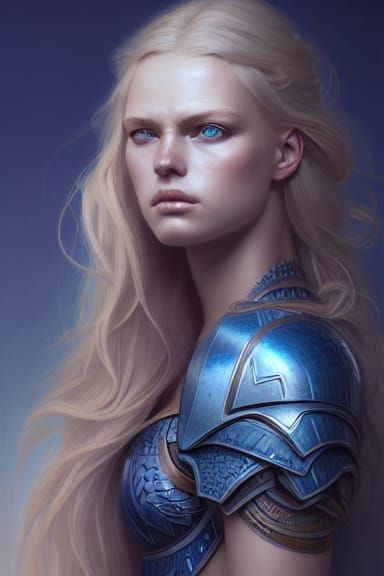Warrior girl with wavy blonde hair 7