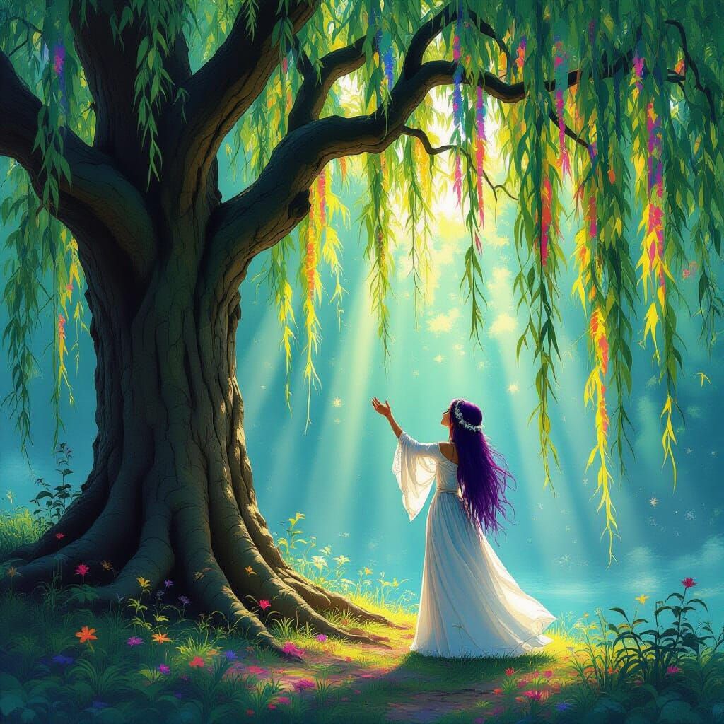 Rainbow Weeping Willow Fantasy Art