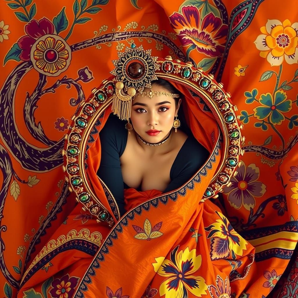 Psychedelic Garden Dreamscape with Cosmic Mystery