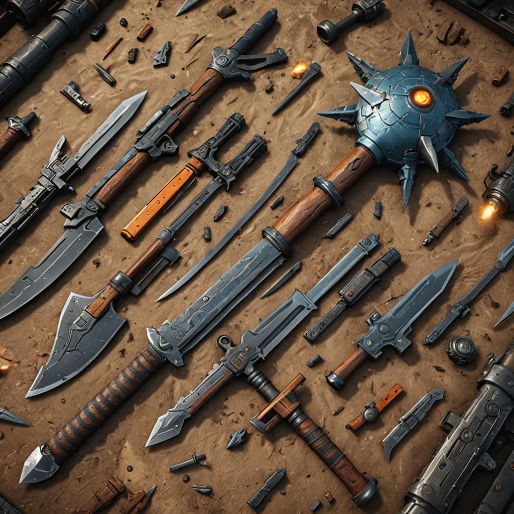 Weapons in 3D Cinematic Style