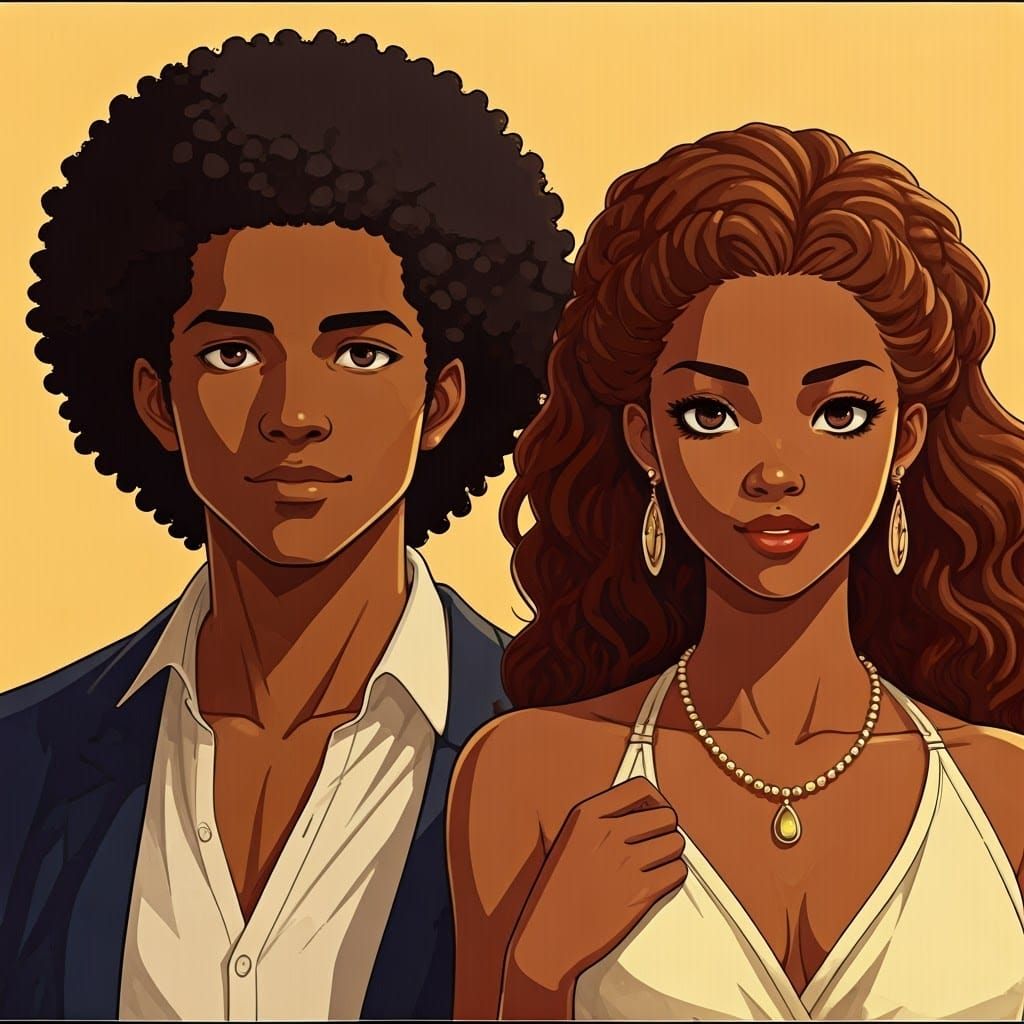 Japanese Couple in Anime Style