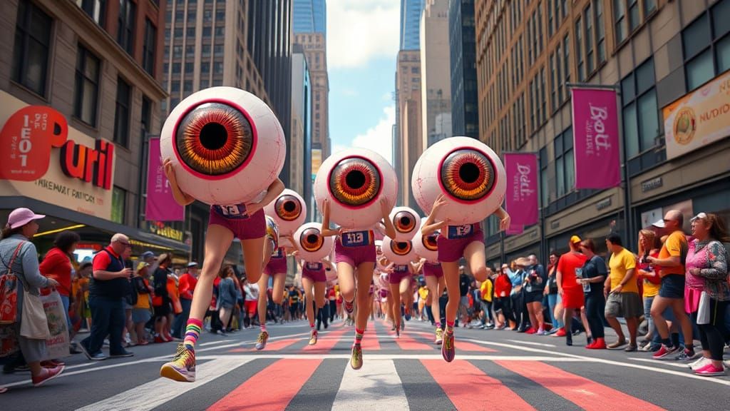 Whimsical Eyeballs Run the New York City Marathon in Style