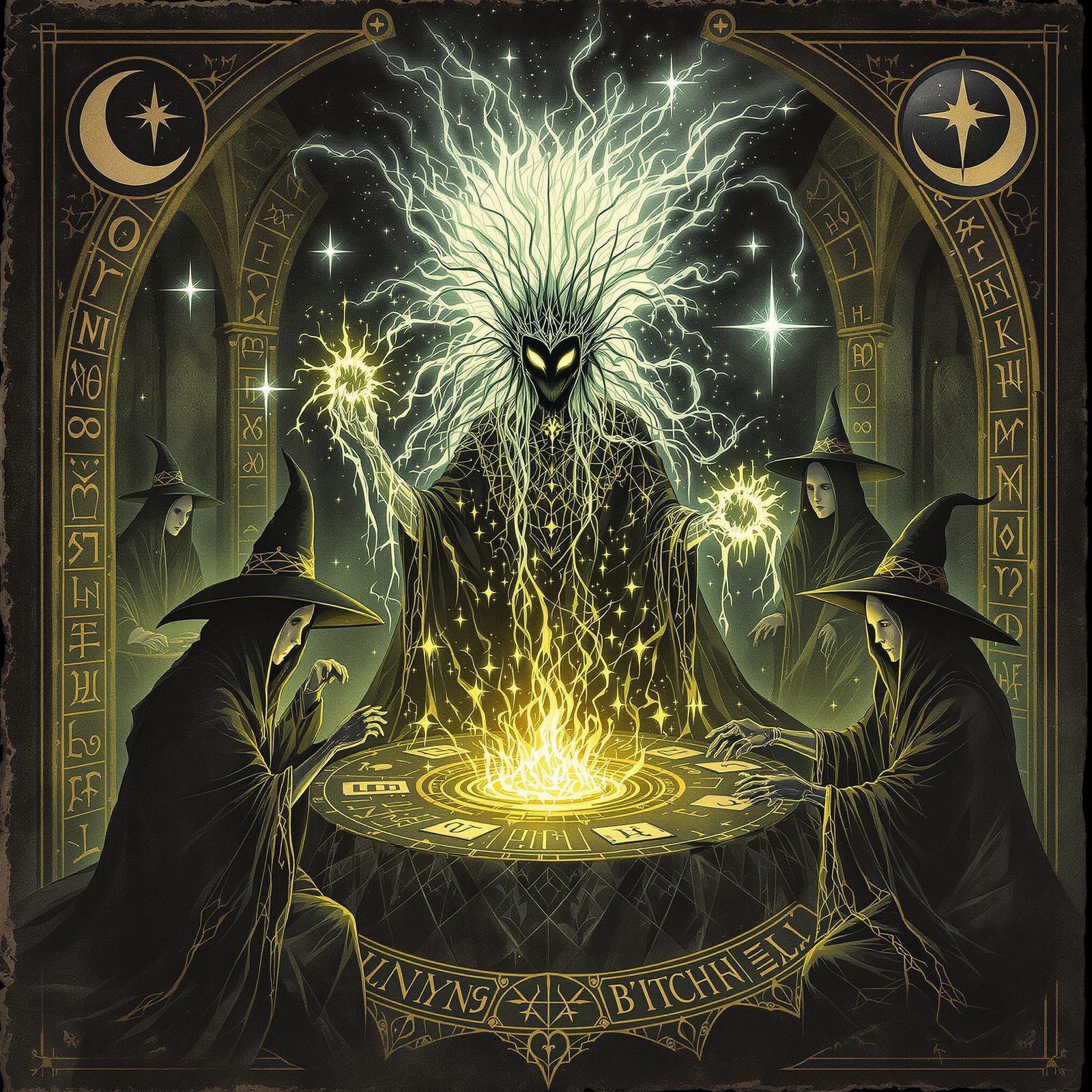 Spectral Figure Weaving Spells with Ethereal Witches