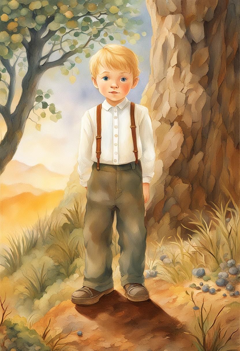 Boy with Blonde Curls: Matte Painting Portrait