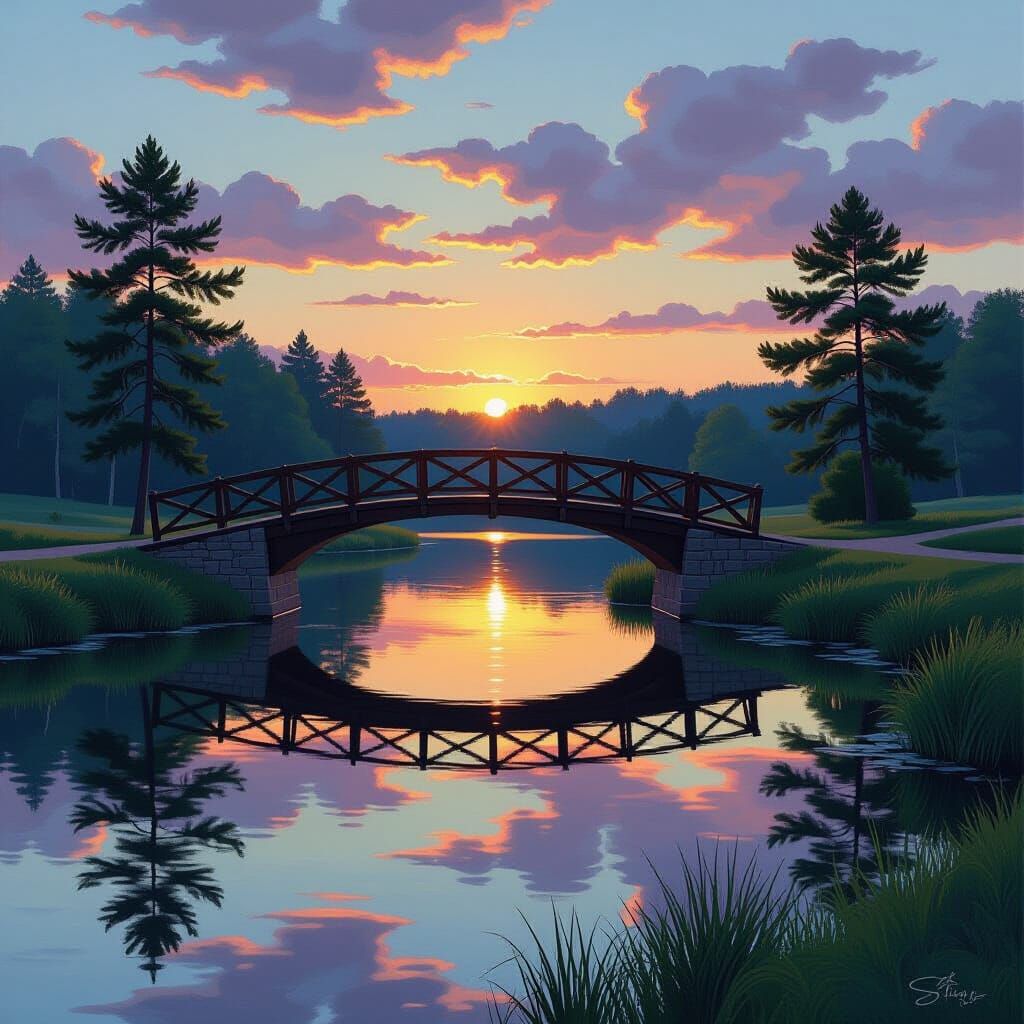 Bridgewater Landscape Reflecting Dusk Serenity